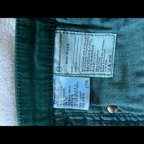 AG Adriano Goldschmied The Stevie Ankle Jeans 27R Slim Straight Dark Green - Picture 3 of 3